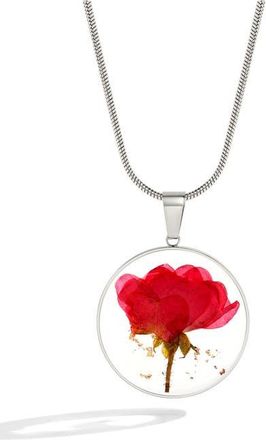 Mint & Lily Pressed Birth Flower Necklace in Silver /July Larkspur at Nordstrom