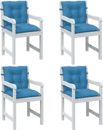 vidaXL Cojines Silla Respaldo Bajo 4 Ud Tela Azul Melange 100x50x7 Cm Vidaxl