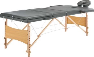 vidaXL Vidaxl Camilla De Masaje 3 Zonas Estructura Madera Antracita 186x68 Cm