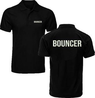 Generic Embroidered Bouncer Occupational Unisex Adult Polo T Shirt, Left Chest and Back Embroidered Workwear Polo T Shirt, Office Wear Polo T Shirt, 50% Polys