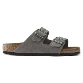 Birkenstock Womens Arizona Leather Sandals In Desert Buck Whale Gray