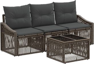 vidaXL Conjunto De Sof&aacute;s De Jard&iacute;n 4 Uds. Gris Rat&aacute;n Sint&eacute;tico Vidaxl