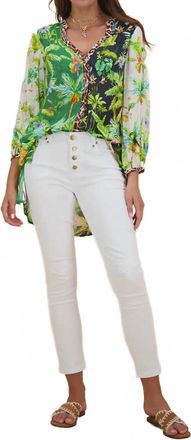 Rubyyaya Junglerama Tunic Top In Multi Greens