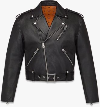MCM Cropped Rider Jacket in Lamb Leather