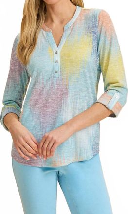 FDJ 3/4 Sleeve Henley Top In Bright