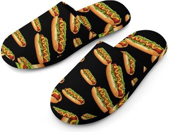 Generic Hot Dog Mens Cotton Slippers Memory Foam Comfort House Shoes Winter Indoor Slipper for Hotel Casa Spa