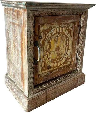 Wanderlust Deco Mesita De Madera Acabado Artesanal Marr&oacute;n 54x29x57