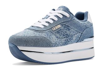 Guess Hansin Womens Shoes White/Medium Blue Denim Logo : 10 M, Synthetic
