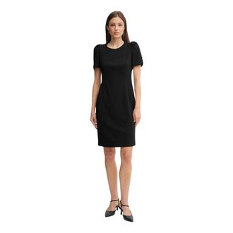 DKNY Dkny, Kleedjes, Dames, Zwart, S, Polyester, Puff-sleeve Button Mini Jurk