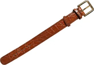 Dolce & Gabbana Textured Caiman Leather with Gold Buckle Belt - Brown
