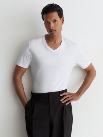 Reiss White Air-water-cotton V-neck Tailored-fit T-shirt, XS