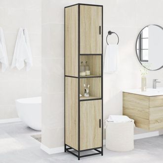 Berkfield Home Bathroom Cabinet Sonoma Oak 35x37.5x188.5 cm Engineered Wood & Metal in Brown