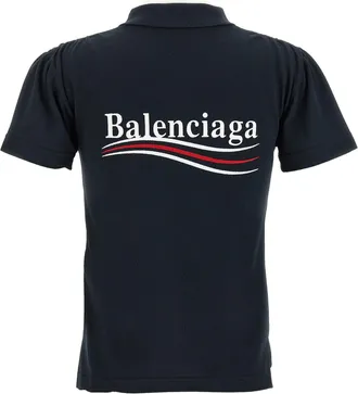 Balenciaga Logo-Embroidered Piqu&eacute; Polo Shirt - Black