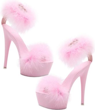 Yardwe Super High Heel Non-slip Sandals for Women Breathable Wear-resistant Pink Platform Shoes with Stylish Fine Heel Comfortable for Work and Shopping Rand