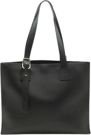 Loewe Pre-owned Anagram Buckle Leather Tote Bag - Dames - Vintage Shopper - Zwart - ONE Size - Leer - Vintage