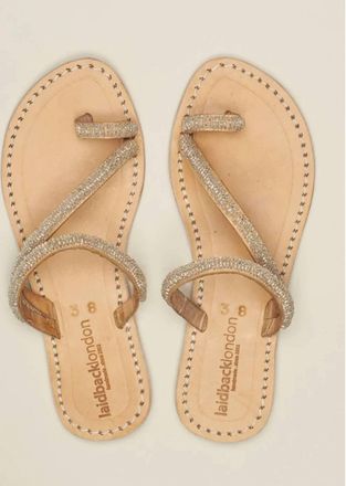 Laidbacklondon Womens Diani Flip Flops In Silver