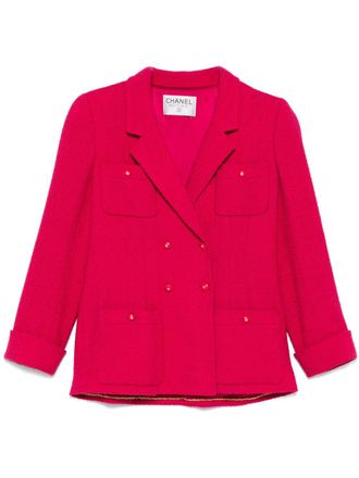 Chanel 1990s blazer met enkele rij knopen - Roze