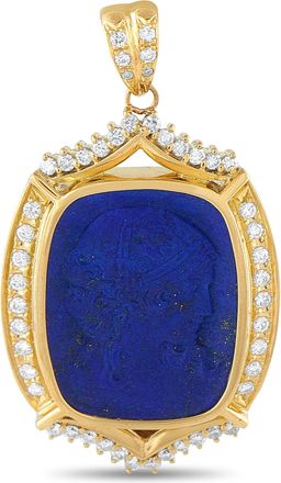 Luxury Bazaar 18K Yellow Gold 0.80ct Diamond and Lapis Pendant MF26-110525