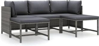 vidaXL Vidaxl - Set De Muebles De Jard&iacute;n 5 Pzas Y Cojines Rat&aacute;n Sint&eacute;tico Gris