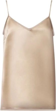 Fabiana Filippi V-hals Top met Bandjes - Dames - Tops zonder mouwen - Beige - S - Chiffon - Tops