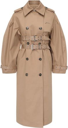 Ganni Katoenen Trenchcoat Tijgeroog - Dames - Trenchcoats - Beige - L - Katoen - Jassen
