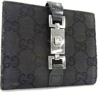 Gucci Black Gg Canvas Leather Wallet (Bi-Fold) (Pre-Owned)
