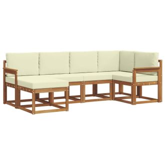 vidaXL Conjunto De Sof&aacute;s De Exterior Con Coj&iacute;n 6 Pcs Natural Y Crema Vidaxl