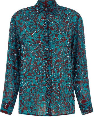 Dries Van Noten Clavelly Shirt - Dames - Overhemden - Veelkleurig - S - Pailletten - Overhemden