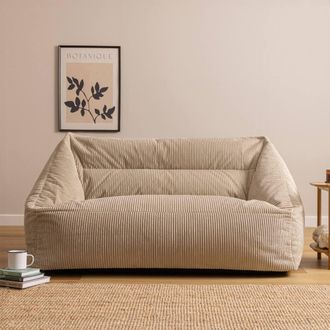 Icon Brand Cecilia Jumbo Cord Giant Bean Bag Sofa in Stone | Size: Medium