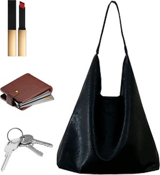 Generic Leather Tote - Trendy Fashion Handbag for Women, Spacious Shoulder Tote Bag Organizer, Large Capacity Travel Shopping Carry Purse Female Everyday Prac