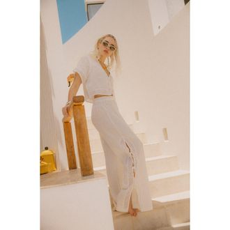Brixton Seaside Eyelet Wide Leg Pants in Off White Eyelet at Nordstrom, Size X-Small