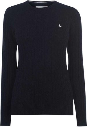Jack Wills Dames/Dames Tinsbury Kabelgebreide Trui van Merinowol met Lange Mouwen (Marine)