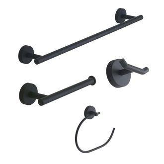 Gedy Gedy - 23991400002 Set 4 Piezas (toallero 45 Cm, Portarrollo, Percha, Argolla) Negro Mate - Ref: 23991400002