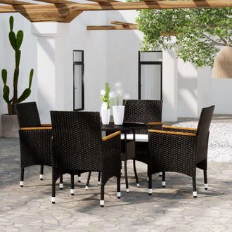 vidaXL Juego De Comedor Para Jard&iacute;n 5 Piezas Rat&aacute;n Sint&eacute;tico Negro Vidaxl