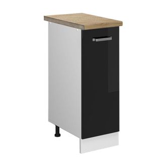 Vicco Armario De Farmacia R-line, Negro Brillo Intenso, 30 Cm, Et Roble