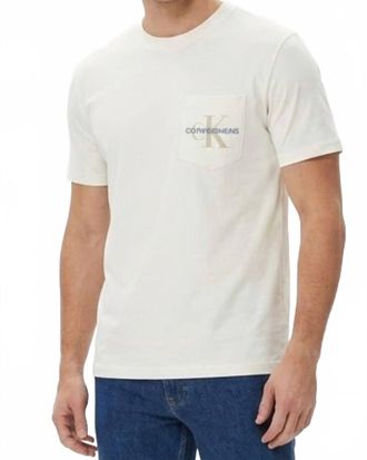 Calvin Klein Monogram Logo Pocket Tee In White