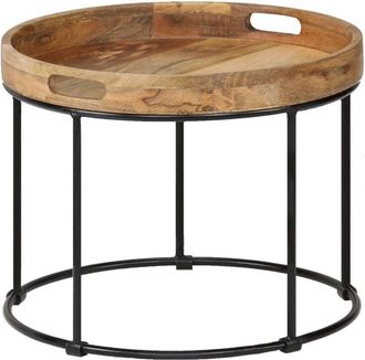 vidaXL Tavolino da Salotto Legno Massello di Mango e Acciaio 50x40 cm - Vidaxl
