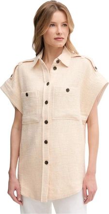 Mos Mosh Button Pocket Shirt - Dames - Overhemden - Beige - M - Katoen - Overhemden