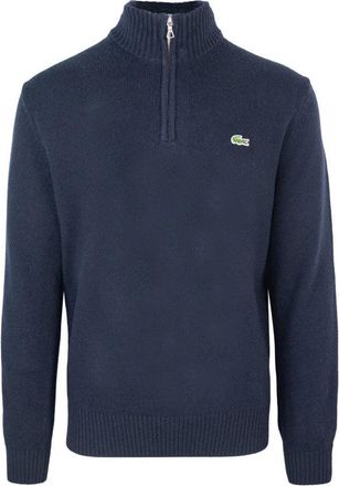Lacoste Blue Zip-Up Turtleneck Sweater