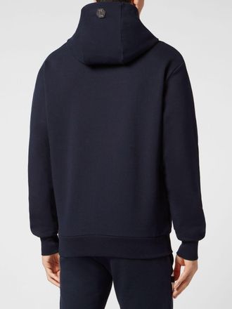 Philipp Plein Felpa con cappuccio in cotone con stampa monogram e logo Hexagon