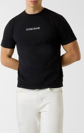 Guess Jacquard Stripe Logo Graphic T-Shirt in Black at Nordstrom, Size Xx-Large