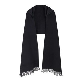 Brunello Cucinelli Accessoires, Dames, Zwart, ONE Size, Wol, Hooded wollen en kasjmier gebreide sjaal