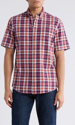 Vintage 1946 Madras Short Sleeve Button-Down Shirt in Navy Mix at Nordstrom Rack, Size Xx-Large