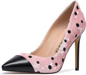 Castamere Womens Closed Toe Slip-On Court Shoes 3.9IN Stiletto Heels Multicolor Black Pink Pump EU 43