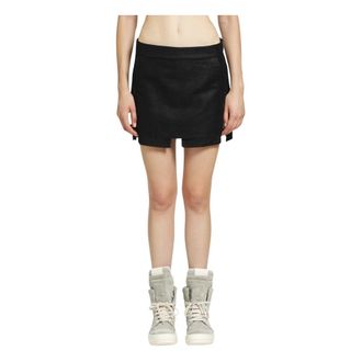Rick Owens Fog Cutoff Mini - Dames - Korte rokken - Zwart - XS - Katoen - Rokken
