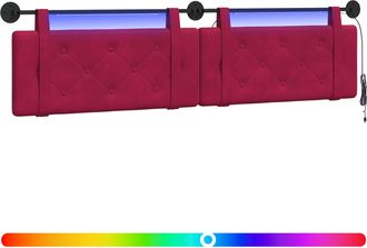 vidaXL Cabecero Colgante Con Luz Led Rojo Vino Terciopelo Vidaxl