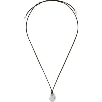Reiss Leather Cord Pendant Necklace in Silver Tone /Brown at Nordstrom