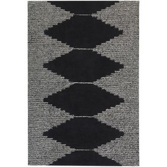 Beliani Beliani - Tappeto pelo corto bianco e nero in cotone modello geometrico pelo corto 160 x 230 cm Bathinda