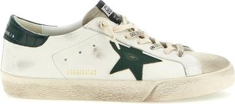 Golden Goose Green White Leather Sneakers