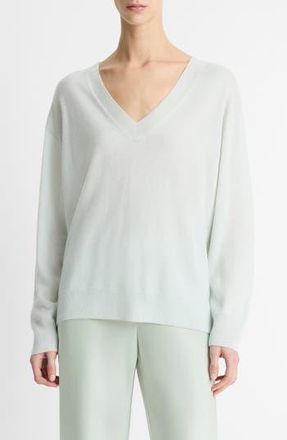 Vince Cashmere & Silk V-Neck Sweater in Aqua Dew at Nordstrom Rack, Size Large